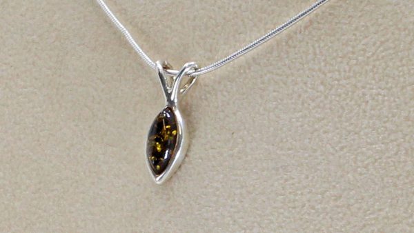 German Green Baltic Amber Pendant 925 Silver-PE0069 RRP£35!!!+Free Silver Chain!!!