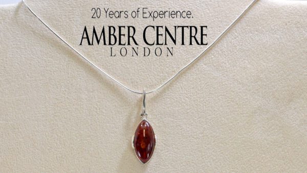 Handmade German Baltic Amber Pendant in 925 Silver-PE0075 RRP£40+FreeSilverChain