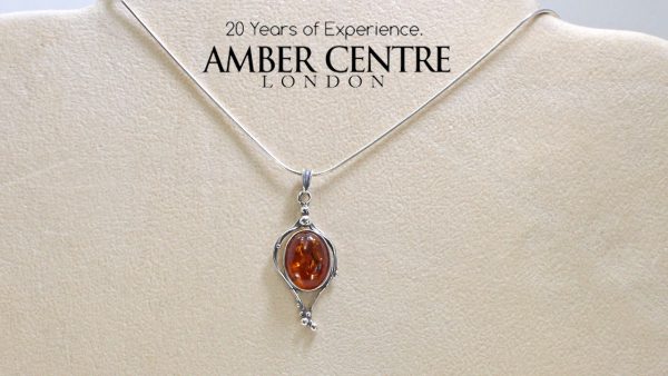 Handmade German Baltic Amber Pendant in 925 Silver-PE0076 RRP£50!!!+Free Silver Chain