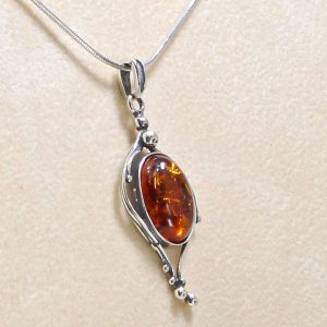 Handmade German Baltic Amber Pendant in 925 Silver-PE0076 RRP£50!!!+Free Silver Chain