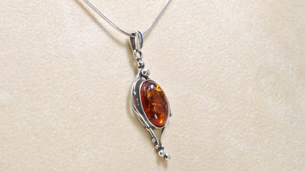 Handmade German Baltic Amber Pendant in 925 Silver-PE0076 RRP£50!!!+Free Silver Chain