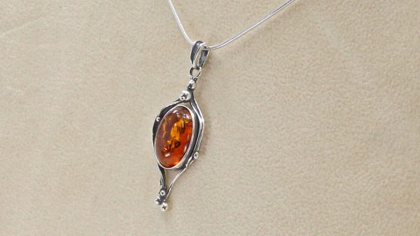 Handmade German Baltic Amber Pendant in 925 Silver-PE0076 RRP£50!!!+Free Silver Chain