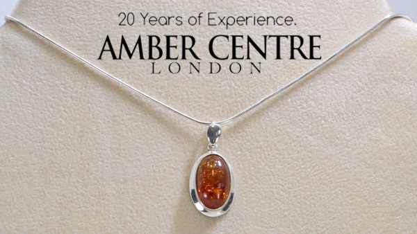 Handmade German Baltic Amber Pendant in 925 Silver PE0077 RRP£55!!!+Free Chain