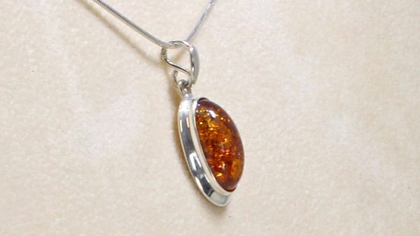 Handmade German Baltic Amber Pendant in 925 Silver PE0077 RRP£55!!!+Free Chain