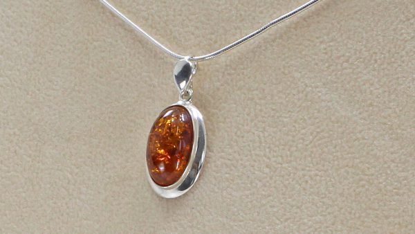 Handmade German Baltic Amber Pendant in 925 Silver PE0077 RRP£55!!!+Free Chain