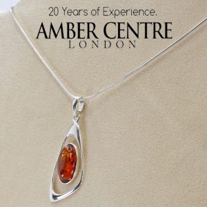 Handmade Elegant German Baltic Amber Pendant in 925 Silver PE0078 RRP£50!!!+Free Silver Chain