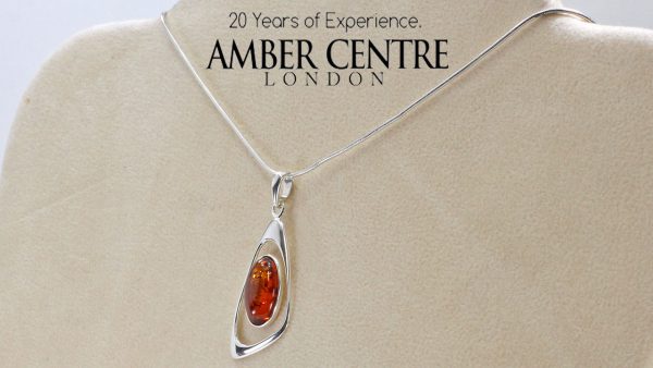Handmade Elegant German Baltic Amber Pendant in 925 Silver PE0078 RRP£50!!!+Free Silver Chain