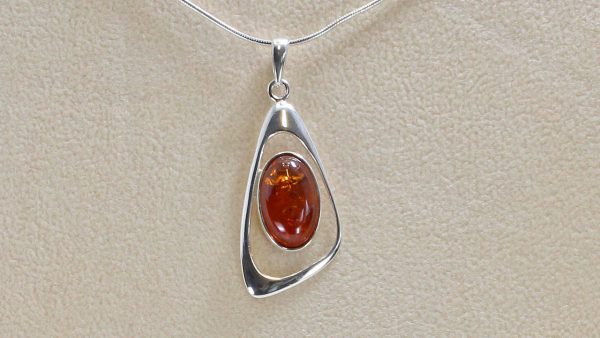 Handmade Elegant German Baltic Amber Pendant in 925 Silver PE0078 RRP£50!!!+Free Silver Chain