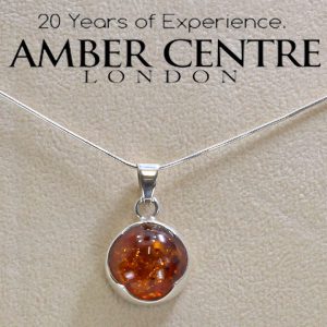 Handmade German Classic Baltic Amber Pendant in 925 Silver PE0079 RRP£60!!! FreeSilverChain!