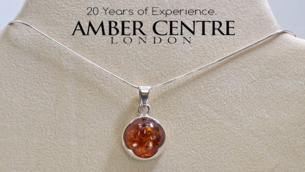 Handmade German Classic Baltic Amber Pendant in 925 Silver PE0079 RRP£60!!! FreeSilverChain!