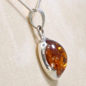 Handmade German Classic Baltic Amber Pendant in 925 Silver PE0079 RRP£60!!! FreeSilverChain!