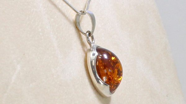 Handmade German Classic Baltic Amber Pendant in 925 Silver PE0079 RRP£60!!! FreeSilverChain!