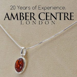 Handmade Classic Baltic Amber Pendant in 925 Silver PE0080 RRP£40!!!+Free Silver Chain!!!