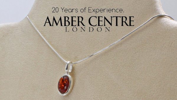 Handmade Classic Baltic Amber Pendant in 925 Silver PE0080 RRP£40!!!+Free Silver Chain!!!