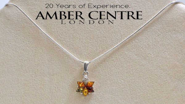 Handmade Unique Baltic Amber Pendant in 925 Silver PE0081 RRP£35!!!+FreeSilverChain!