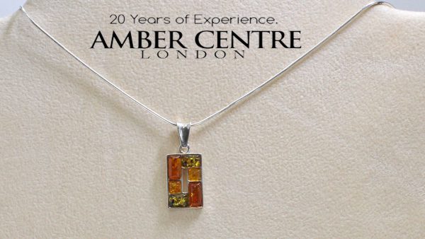 Handmade German Baltic Amber Pendant in 925 Silver PE0082M RRP£40!!!+Free Chain!