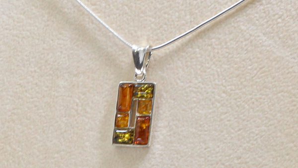 Handmade German Baltic Amber Pendant in 925 Silver PE0082M RRP£40!!!+Free Chain!