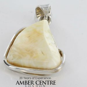 Butterscotch MILKY German BALTIC AMBER PENDANT 925 SILVER- PE0103 RRP£150!!