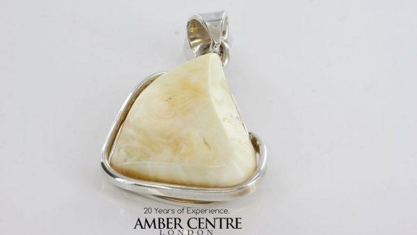 Butterscotch MILKY German BALTIC AMBER PENDANT 925 SILVER- PE0103 RRP£150!!