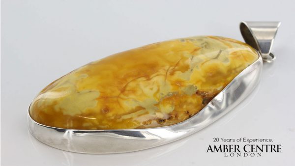 GERMAN BUTTERSCOTCH ANTIQUE BALTIC AMBER PENDANT 925 SILVER-PE0105 RRP£800!!!