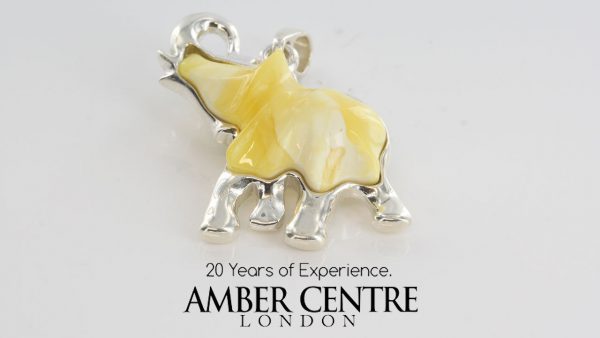 Handmade German Milky Baltic Amber Elephant Pendant PE0111 RRP£90!!!