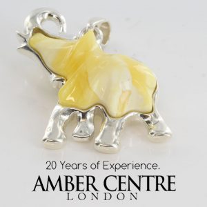 Handmade German Milky Baltic Amber Elephant Pendant PE0111 RRP£90!!!