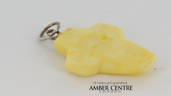 GERMAN MILKY BUTTERSCOTCH BALTIC AMBER 925 SILVER CROSS PENDANT PE0117 RRP£35!!