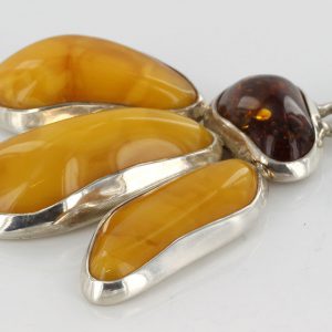 GERMAN BUTTERSCOTCH BALTIC AMBER PENDANT HANDMADE 925 SILVER PE0143 RRP£340!!!