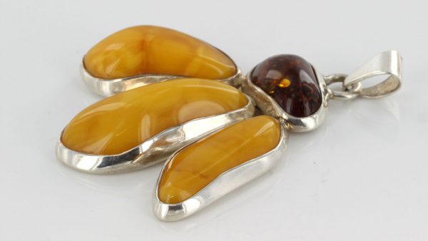 GERMAN BUTTERSCOTCH BALTIC AMBER PENDANT HANDMADE 925 SILVER PE0143 RRP£340!!!