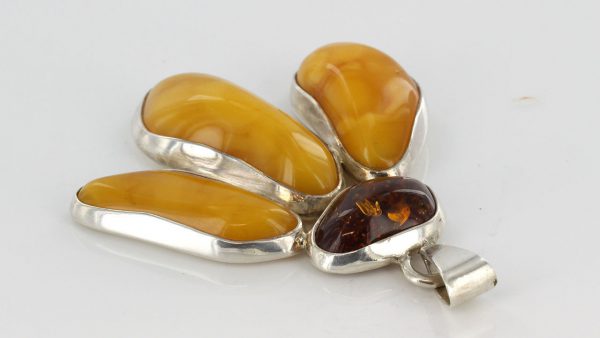 GERMAN BUTTERSCOTCH BALTIC AMBER PENDANT HANDMADE 925 SILVER PE0143 RRP£340!!!