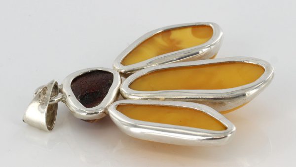 GERMAN BUTTERSCOTCH BALTIC AMBER PENDANT HANDMADE 925 SILVER PE0143 RRP£340!!!