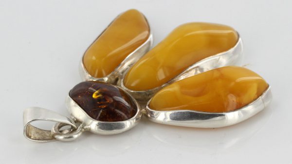 GERMAN BUTTERSCOTCH BALTIC AMBER PENDANT HANDMADE 925 SILVER PE0143 RRP£340!!!