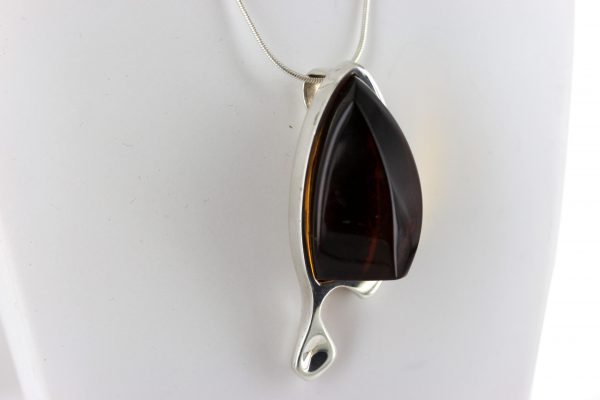 Classic Elegant Baltic Cherry Amber Pendant in 925 Silver Hand Made PE0243 - RRP 230!!