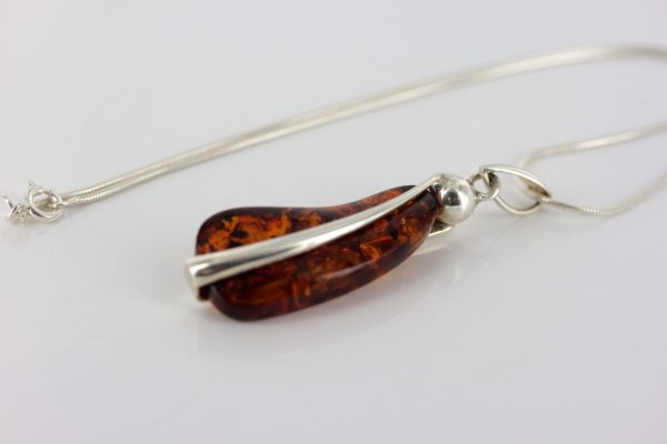 Italian Style Baltic Amber Pendant 925 Silver Hand Made PE0248 - RRP 120!!