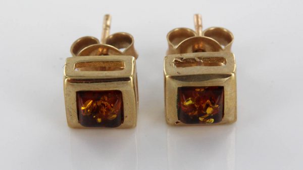 Italian Made Unique German Baltic Amber Studs 9ct Solid Gold GS0089 RRP £175!!!