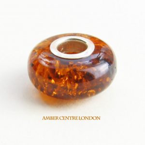 Amber & 925 Silver Charm Fit ALL European/Danish Charm Bracelets – CHA65 RRP£40!!!