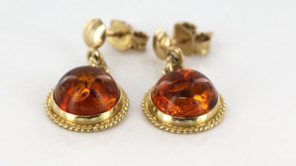 Italian Made Unique German Baltic Amber 9ct Gold Drop Earrings GE0256 RRP£275!!!