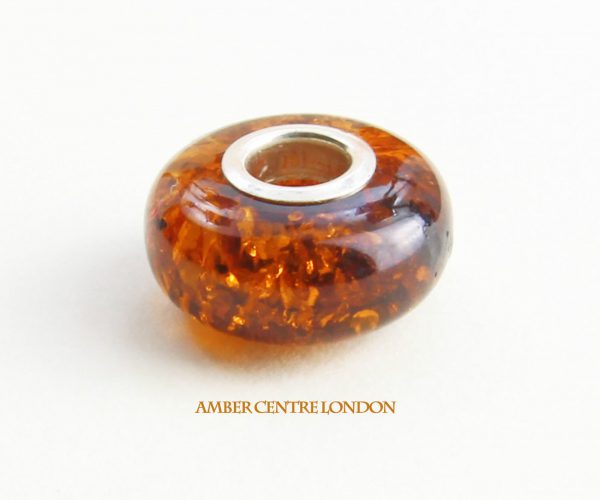 Amber & 925 Silver Charm Fit ALL European/Danish Charm Bracelets – CHA65 RRP£40!!!