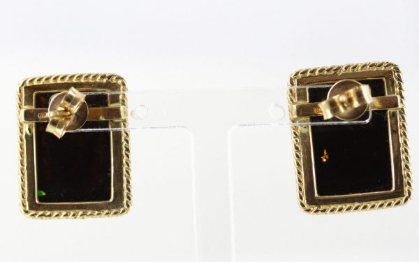 Italian Made Large German Green Baltic Amber Studs 9ct solid Gold GS0135G RRP £425!!!