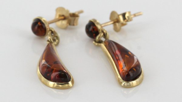 Italian Handmade Unique German Baltic Amber in 9ct Gold Drop Earring GE0074 RRP£175!!!