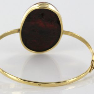 Bangle In 14ct solid Gold Italian Made German Green Baltic Amber - GBAN001 RRP£2500!!!