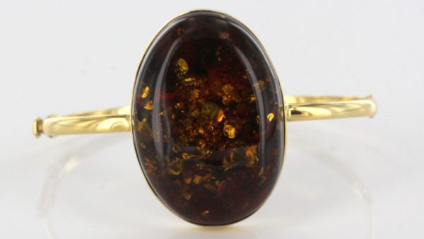 Bangle In 14ct solid Gold Italian Made German Green Baltic Amber - GBAN001 RRP£2500!!!