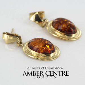 Italian Hand Made German Baltic Amber in 18ct solid Gold Drop Earrings -GE0419 RRP£750!!!