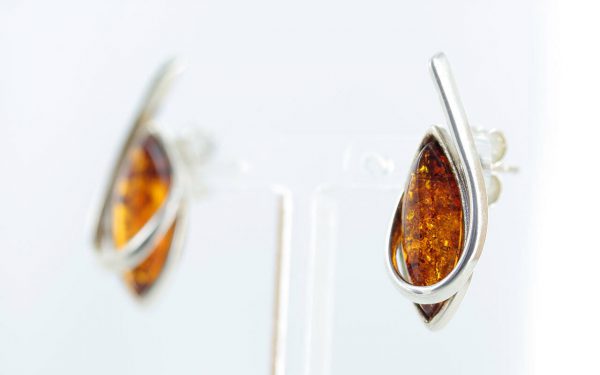 Italian Design Handmade Baltic Amber Stud Earrings In 925 Silver ST0099 RRP£40!!!