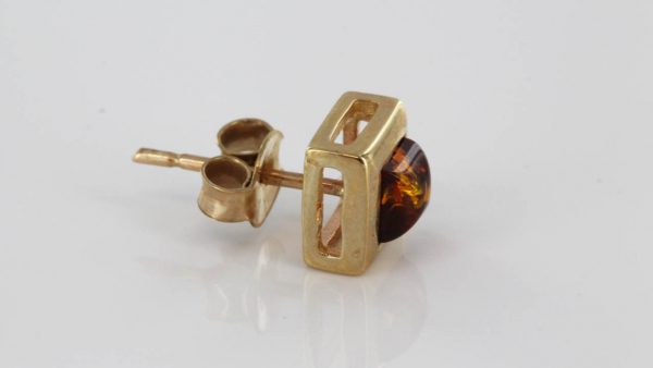 Italian Made Unique German Baltic Amber Studs 9ct Solid Gold GS0089 RRP £175!!!