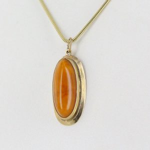 Antique Butterscotch German Baltic Amber Pendant in 9ct UK solid Gold-GP0044Y RRP£375!!