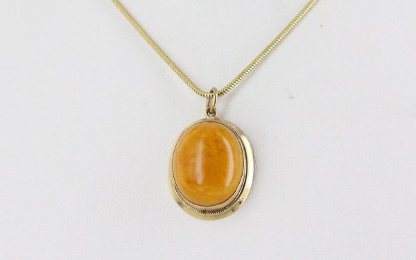 Antique Handmade German Butterscotch Baltic Amber Pendant in 9ct solid UK Gold-GP0045Y RRP£395!!!