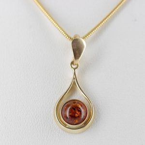 Italian Handmade Elegant German Baltic Amber Pendant in 9ct solid Gold -GP0115 RRP£165!!!