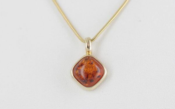 Italian Made Modern Elegant German Baltic Amber Pendant in 9ct Gold -GP0118 RRP£145!!!