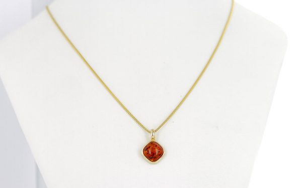 Italian Made Modern Elegant German Baltic Amber Pendant in 9ct Gold -GP0118 RRP£145!!!